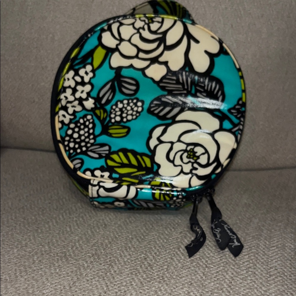 Vera Bradley Floral Teal Cosmetic Case - Small Travel Pouch